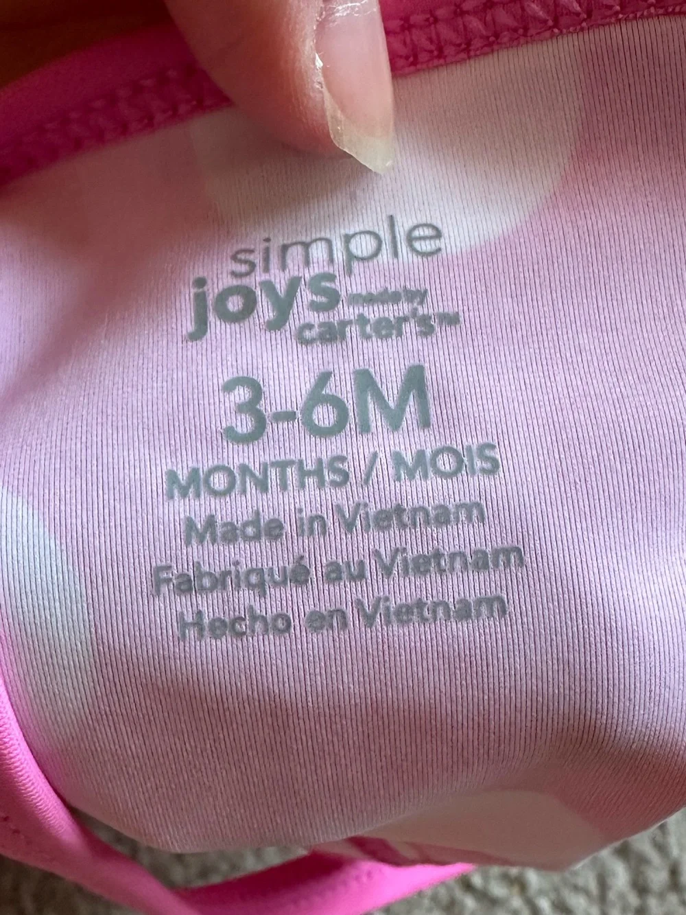 Simple Joys Carter’s Swim lot size 3-6 months rashguard and tankini
